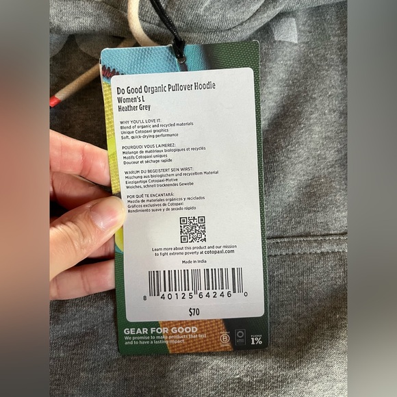 Cotopaxi Women “Do Good” Heather Grey Organic Pullover Hoodie Large - Picture 6 of 6